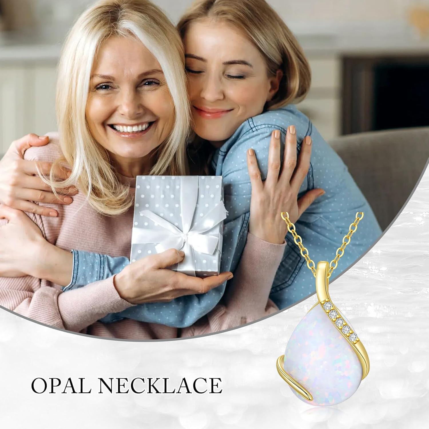 YDD 14K Solid Gold Gemstone Birthstone Necklaces for Women Dainty 2 Carat Pear Shaped Teardrop Gemstone Birthstone Pendant Anniversary Birthday Jewelry Gifts for Her 16"-18" - Image 4