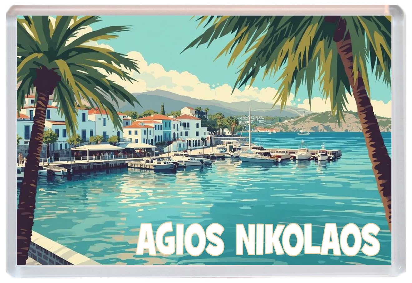 Baked Bean Store Multicolor Agios Nikolaos - Crete - Jumbo Artistic Fridge Magnet 96 X 67Mm Bbsfhm3313