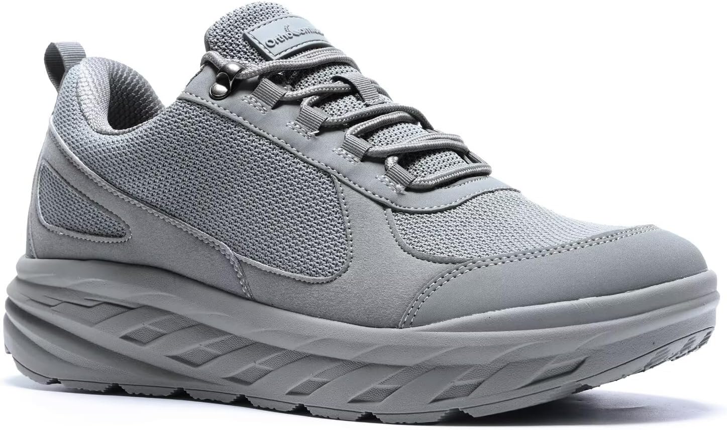 OrthoComfoot Men's Orthopedic Diabetic Wide Walking Shoes: Comfortable Plantar Fasciitis Fashion Sneakers with Arch Support for Swollen, Casual Hammer Toes Shoes for Foot and Heel Pain Relief