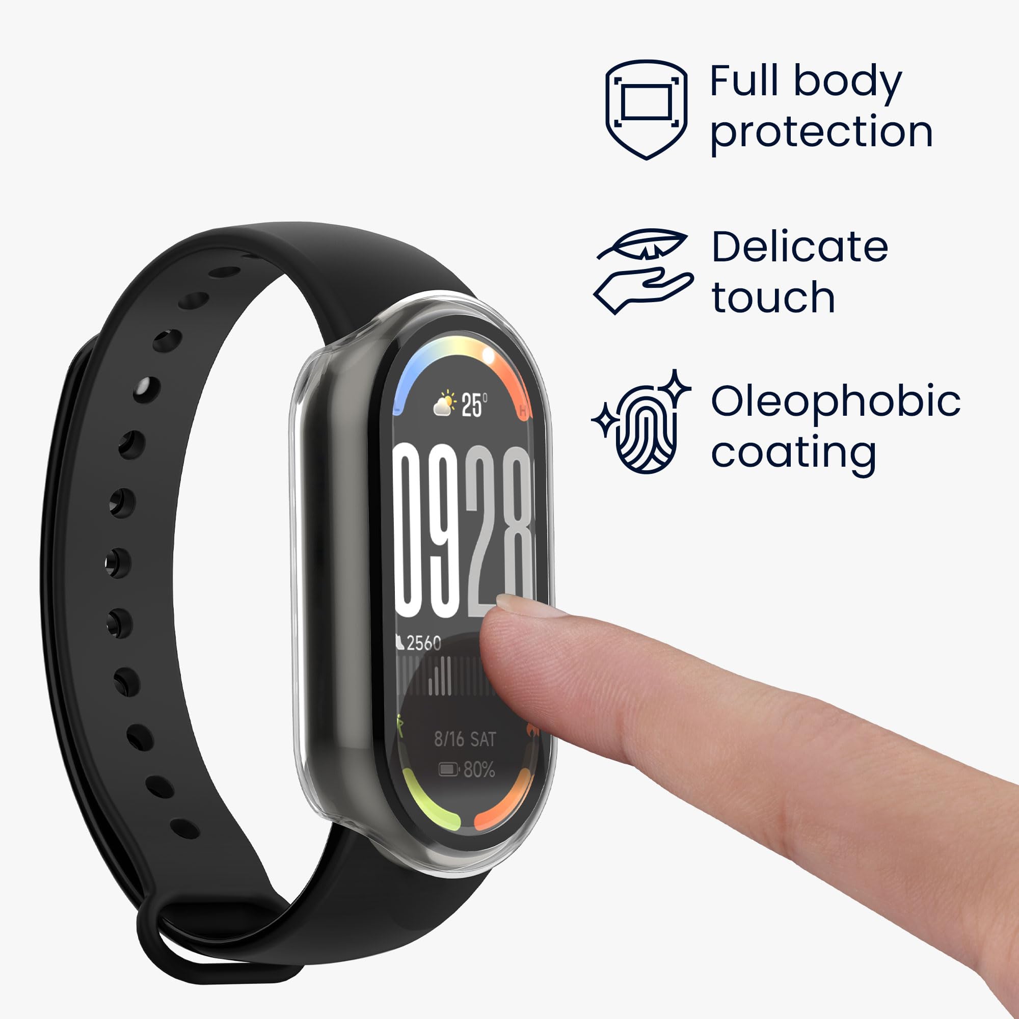kwmobile Etui kompatybilne z etui Xiaomi Mi Band 10 / Smart Band 10, 2 x szkło hartowane z plastikową ramą, przezroczyste/czarne