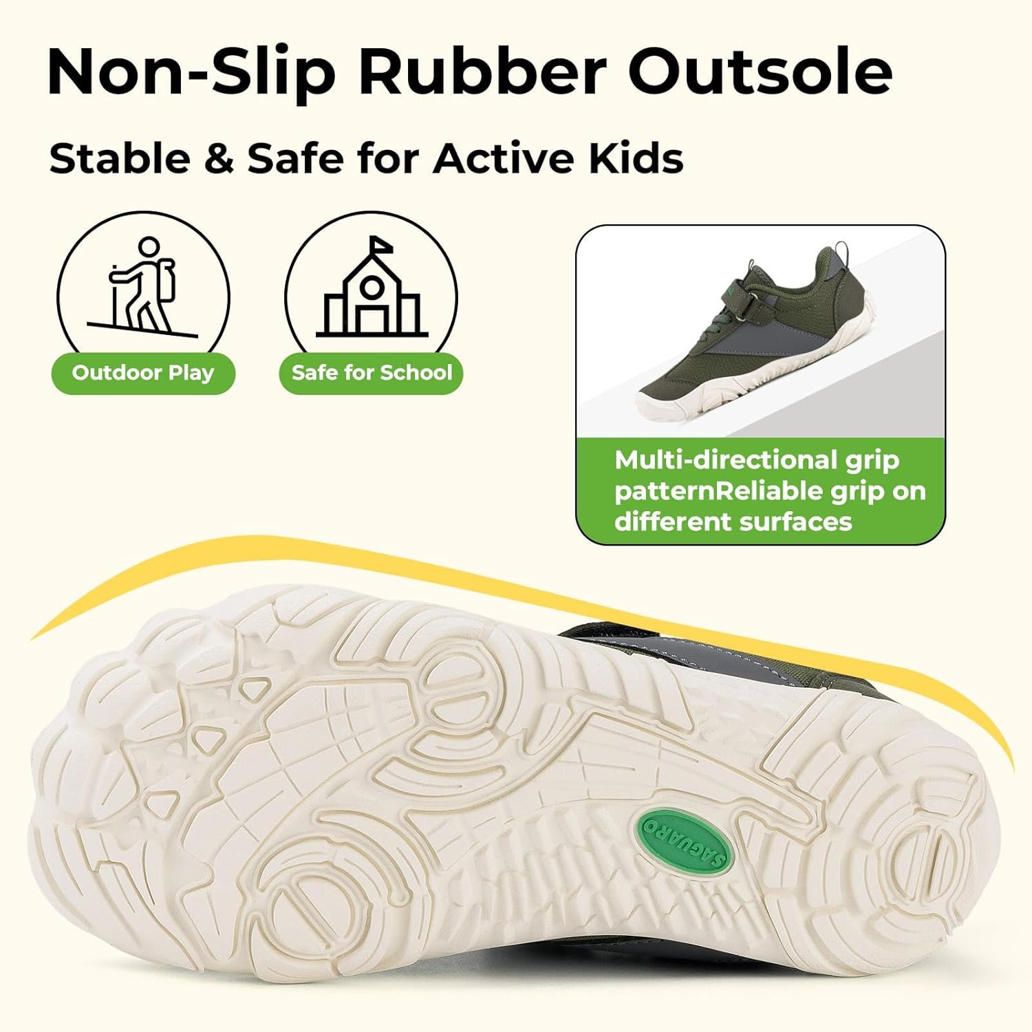 SAGUARO Kids' Barefoot Shoes Wide Toe Box Zero Drop Sneakers Non-Slip Minimalist Shoe