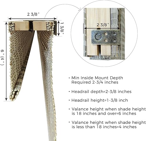 Miniatura 6 de TWOPAGES Persiana romana de bambú sin cordón para ventanas de interior de cocina, filtro de luz, persiana enrollable hecha a medida para el hogar,