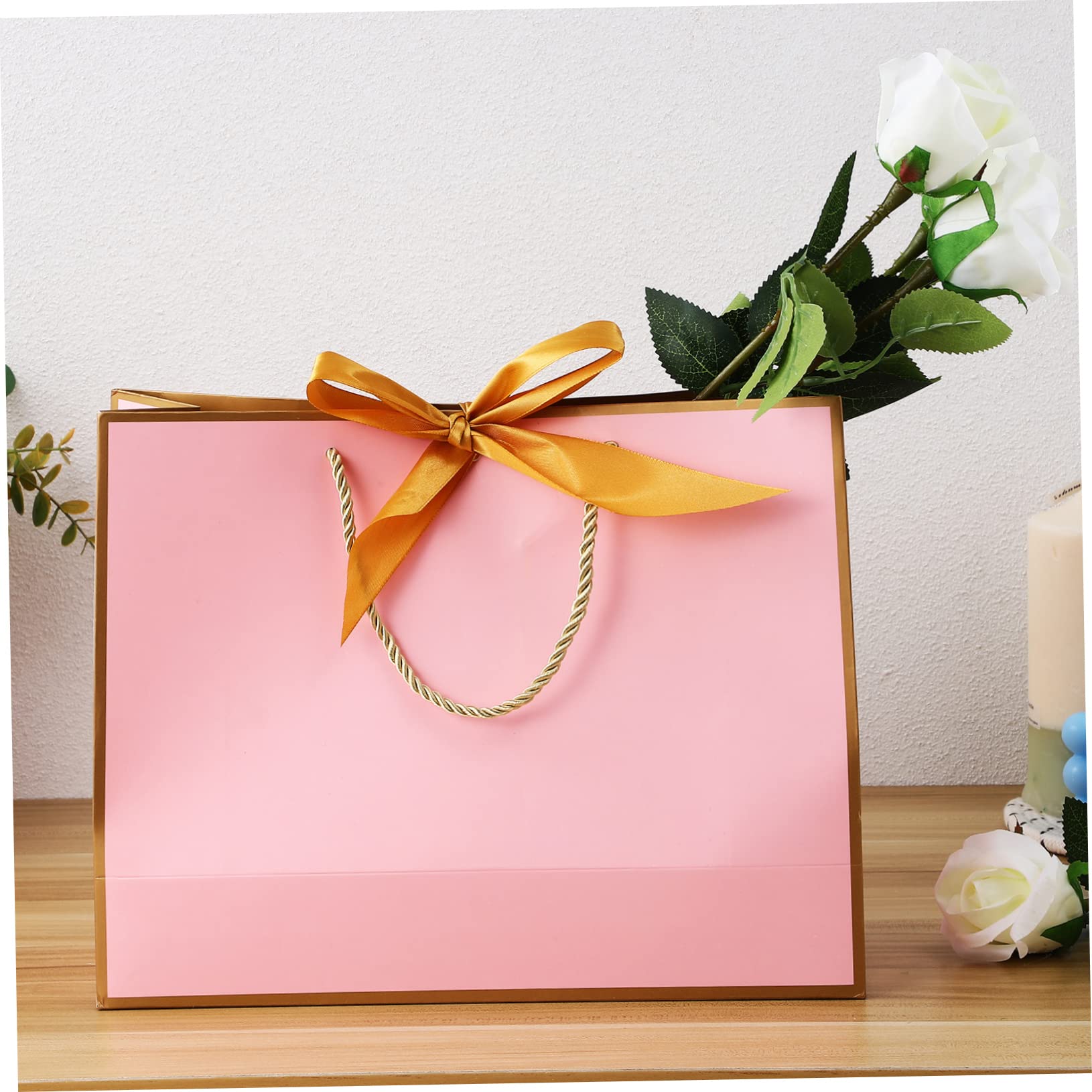 HEATSHAKING 10pezzi Sacchetti Regalo in Carta Spessa Fiocco e Nastro Decorativo Borse Per Spesa Adatte Feste e Matrimoni Impermeabili Agli Schizzi