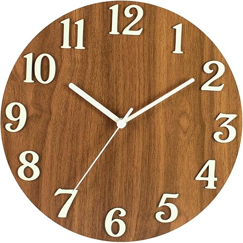Miniatura 7 de Reloj de pared luminoso simple reloj colgante analógico redondo con función brillante luz nocturna reloj de pared de 12 pulgadas para cocina,