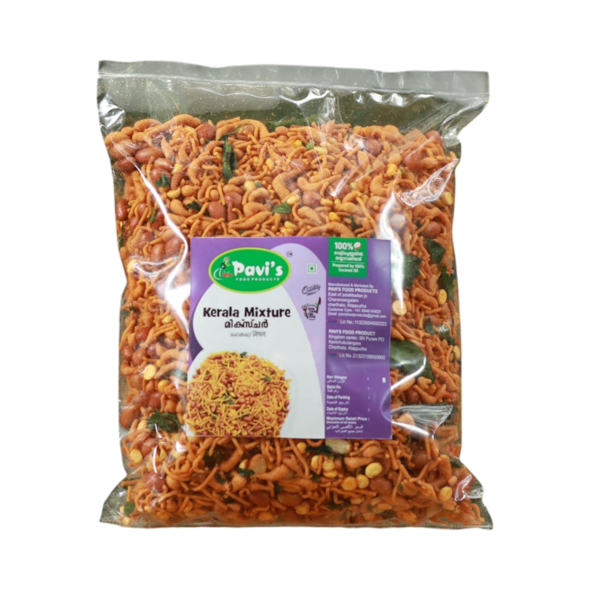 Pavi's Kerala Mixture, Authentic Spicy & Crunchy Snack, Perfect Tea-Time Delight with Natural Ingredients, No Artificial Flavors, 100% Fresh & Hygienic (400 grm, Spicy)
