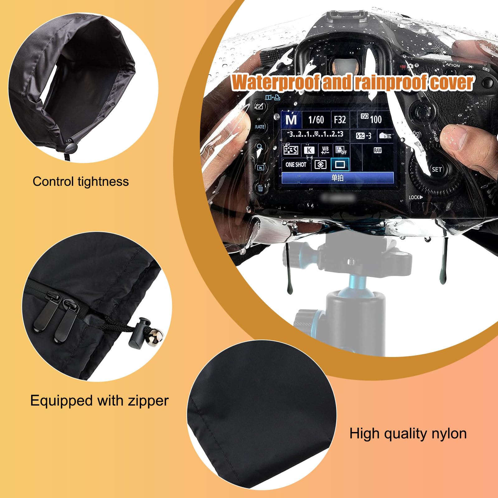 Copertura antipioggia per Copertura Antipioggia Per Fotocamera, Protezione Impermeabile Per Fotocamera Per Fotocamere Reflex Digitali Con Un Obiettivo Fino A 22 Cm Di Lunghezza