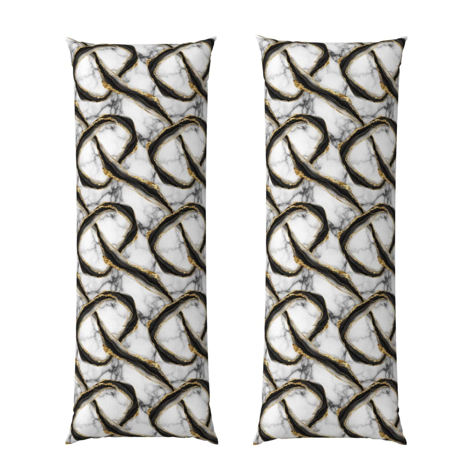 Body Pillow Protector Cover 20x54, Gold Black and White Marble, Breathable Ultra Soft Pillowcase with Zipper, Wrinkle Shrinkage Fade Resistant for Bed Couch