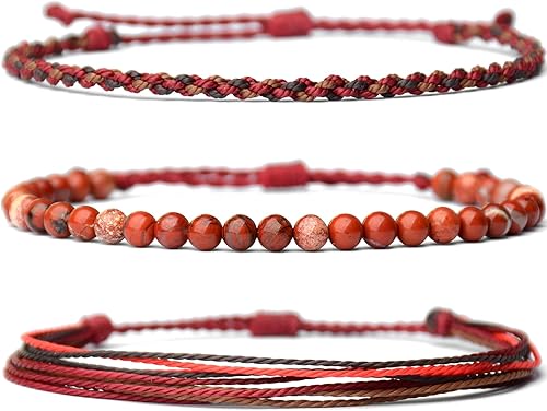 Miniatura 226 de Handmade Natural Stone Beaded Healing Bracelet Gift for Men Adjustable Rope String Bracelet