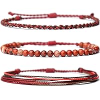 Vista 152 de Handmade Natural Stone Beaded Healing Bracelet Gift for Men Adjustable Rope String Bracelet (picasso jasper, Adjustable)