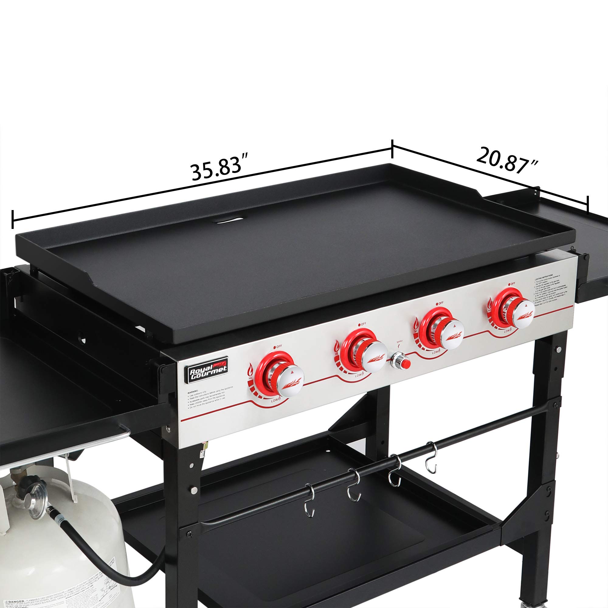 Royal Gourmet GB4000F 36Inch Flat Top Gas Griddle, 4Burner Propane BBQ Griddle with Top Cover