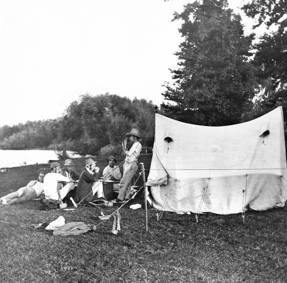 Magiczna latarnia zjeżdżalnia około 1880 roku. Wiktoriański/edwardiański. Historia społeczna. Zestaw slajdów: Rzeka Tamiza: od źródeł głowy do wykładu morskiego. Kemping. - Jest to rodzaj przyjemności