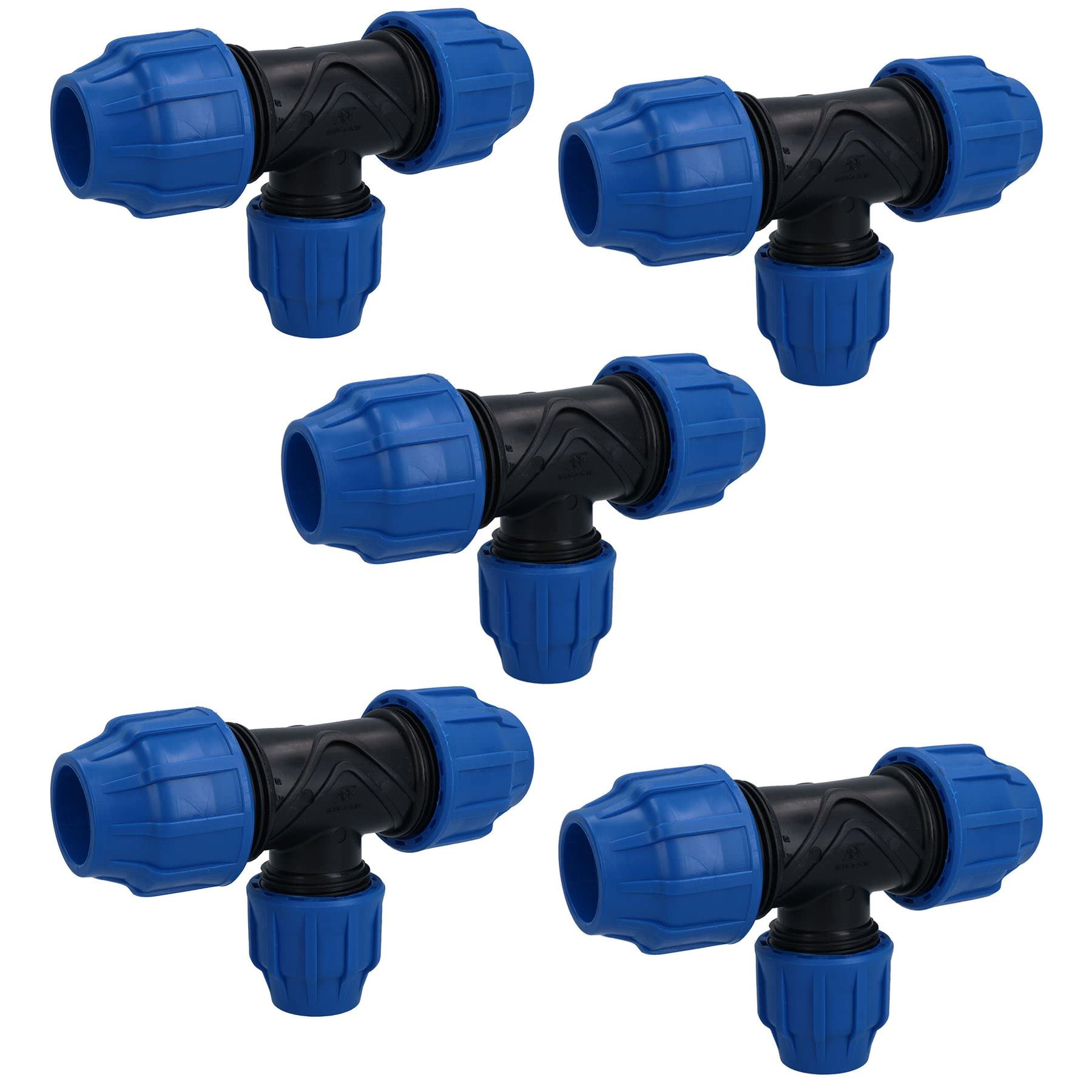 32 x 25 x 32 mm MDPE Tee T-Piece Conector de acoplamiento de tubería de agua 5 unidades