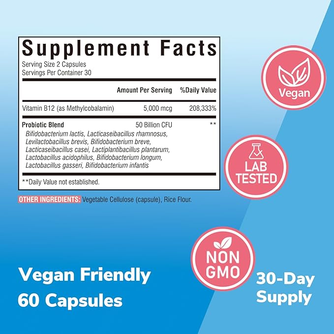 Vitalibre B12 5000 mcg Metilcobalamina Probióticos 50B UFC miniatura 4