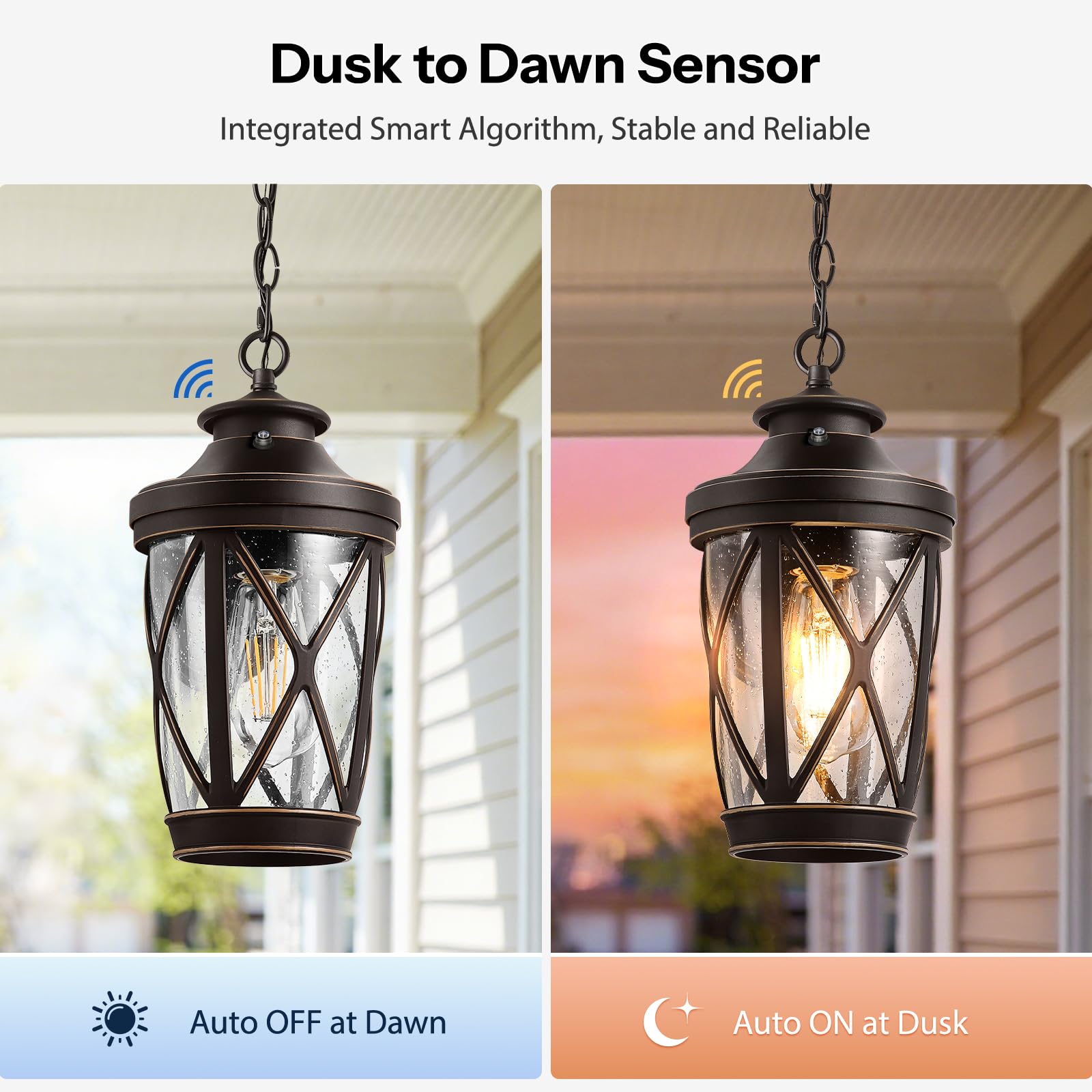 VIANIS Dusk to Dawn Outdoor Hanging Light, Bronze Exterior Pendant Light — Amazon image 2