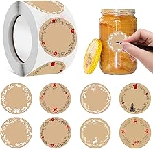Pack of 500 Round Christmas Stickers, Kraft Tag Stickers, 4 cm, Round Christmas Stickers, Round Kraft Labels, for Envelope Gift Christmas Greeting Cards, Candy Bags