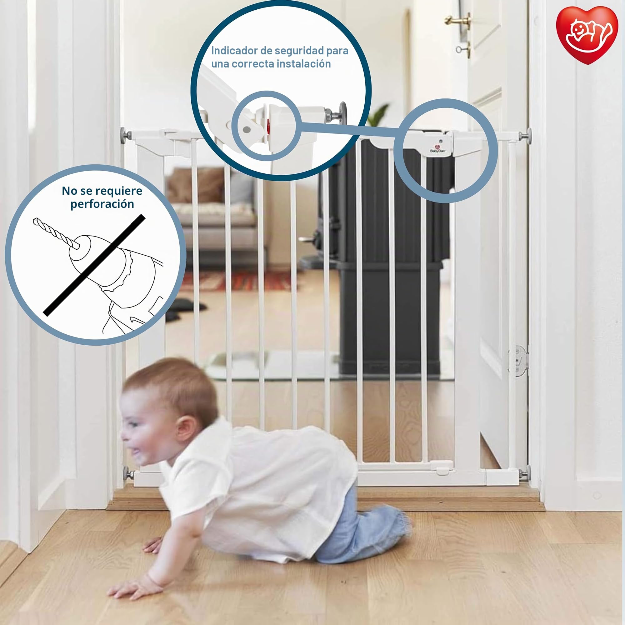 BabyDan Premier Barrera de seguridad, color blanco