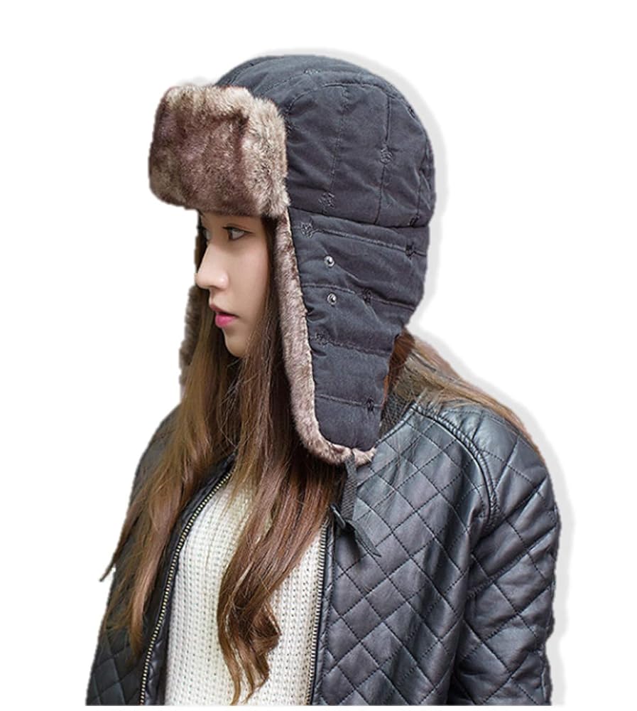 Winter Trapper Hat with Face Mask Fur Ear Flap Trooper