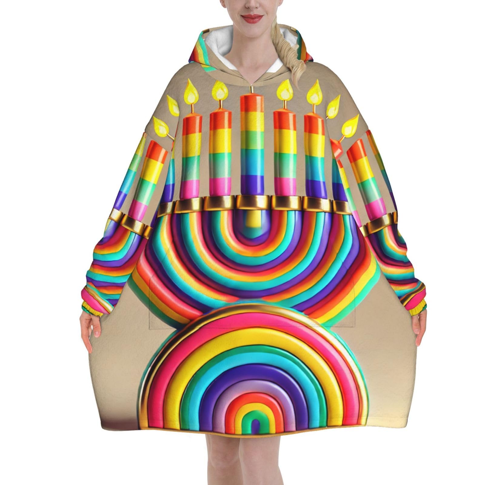 Couverture à capuche surdimensionnée Hanoucca pour stopper le froid sur le canapé