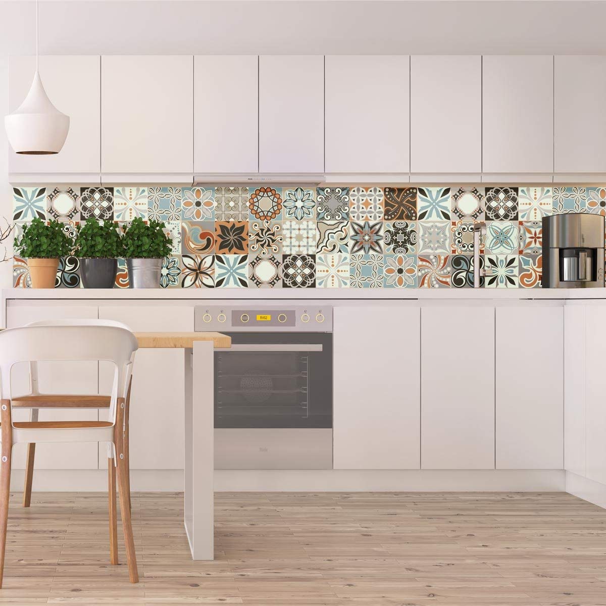 Ambiance Sticker Adesivo per piastrelle da 30 pezzi per bagno e cucina | Piastrelle in Ceramica Autoadesive Effetto Mosaico | Adesivi murali in porcellana 15 x 15 cm - Bali