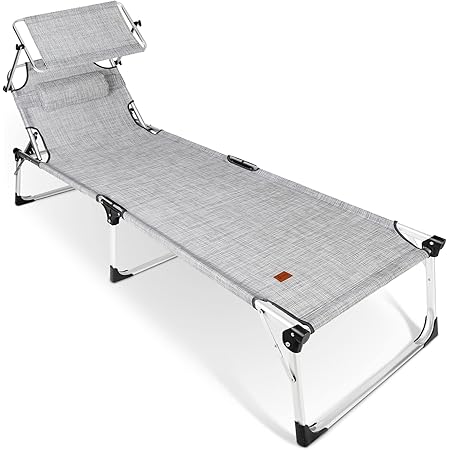 Sekey Aluminium Sonnenliege Klappbar Rostfrei, XXL Gartenliege mit Dach