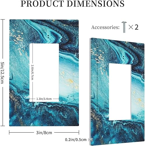 Miniatura 5 de Placa de pared abstracta de mármol azul con textura de piedra falsa de pintura líquida dorada individual rockerDecora placa de pared de 1 cuadrilla,