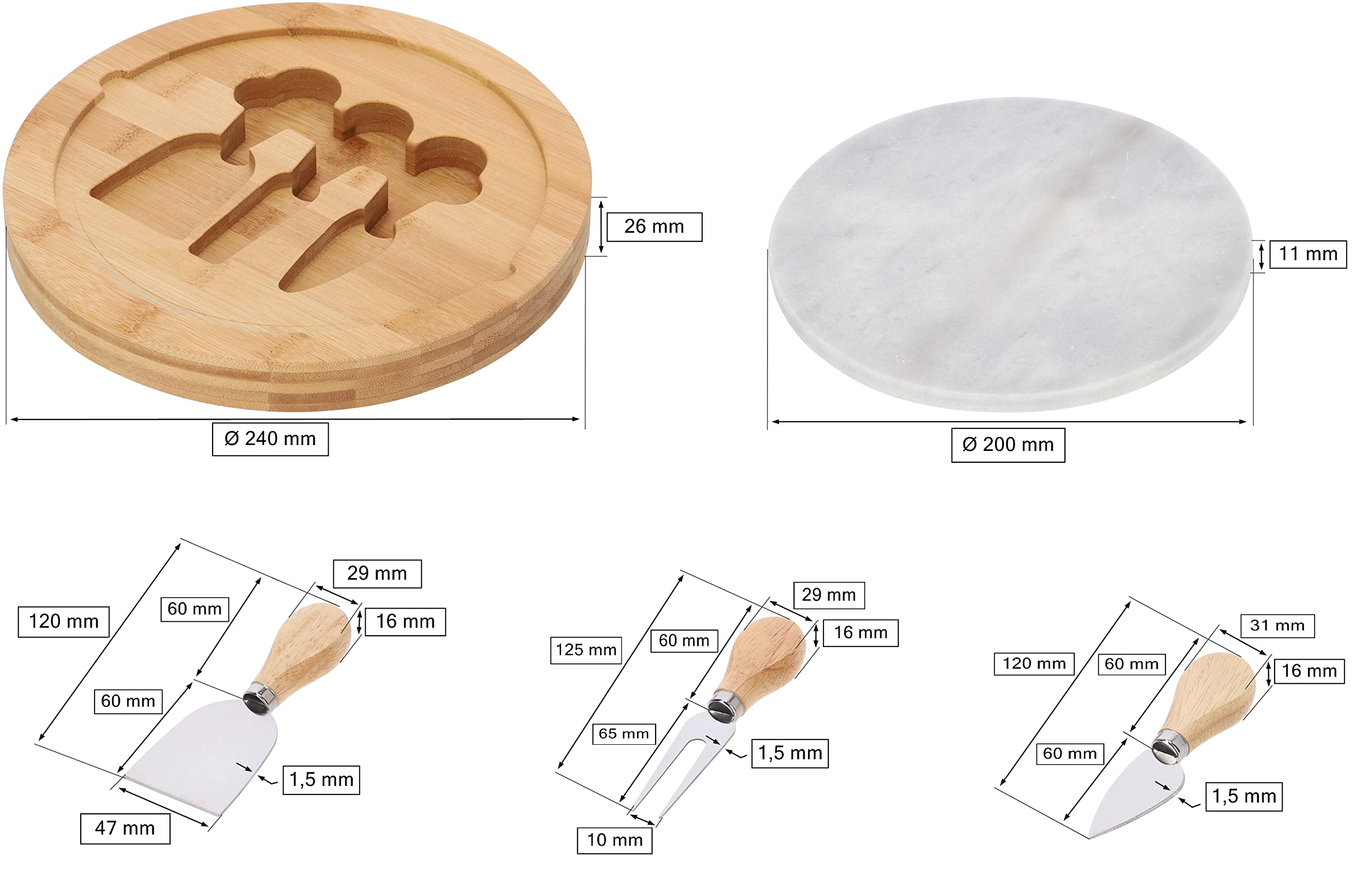 KOTARBAU® Ensemble élégant de 3 accessoires et planches à fromage