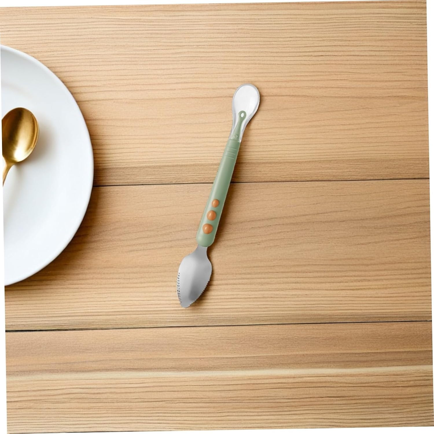 Double Head Spoon Soft Silicone Feeding Spoon for Fruit Puree Scraper Training Utensil Safe Non Toxic Food Tool