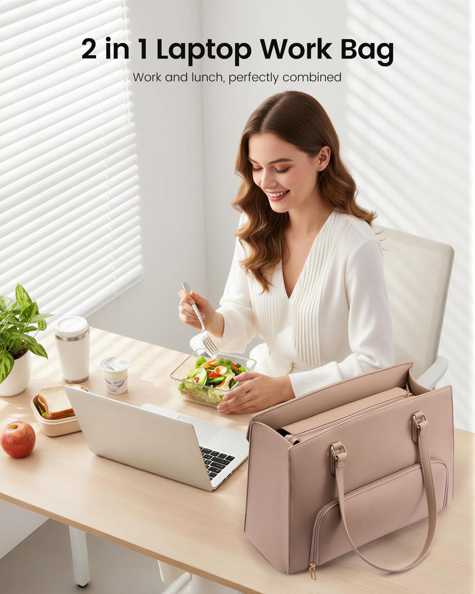 LOVEVOOK Laptop Handtasche Damen 15,6 Zoll Leder Shopper Tote Bag für Büro Business Schule