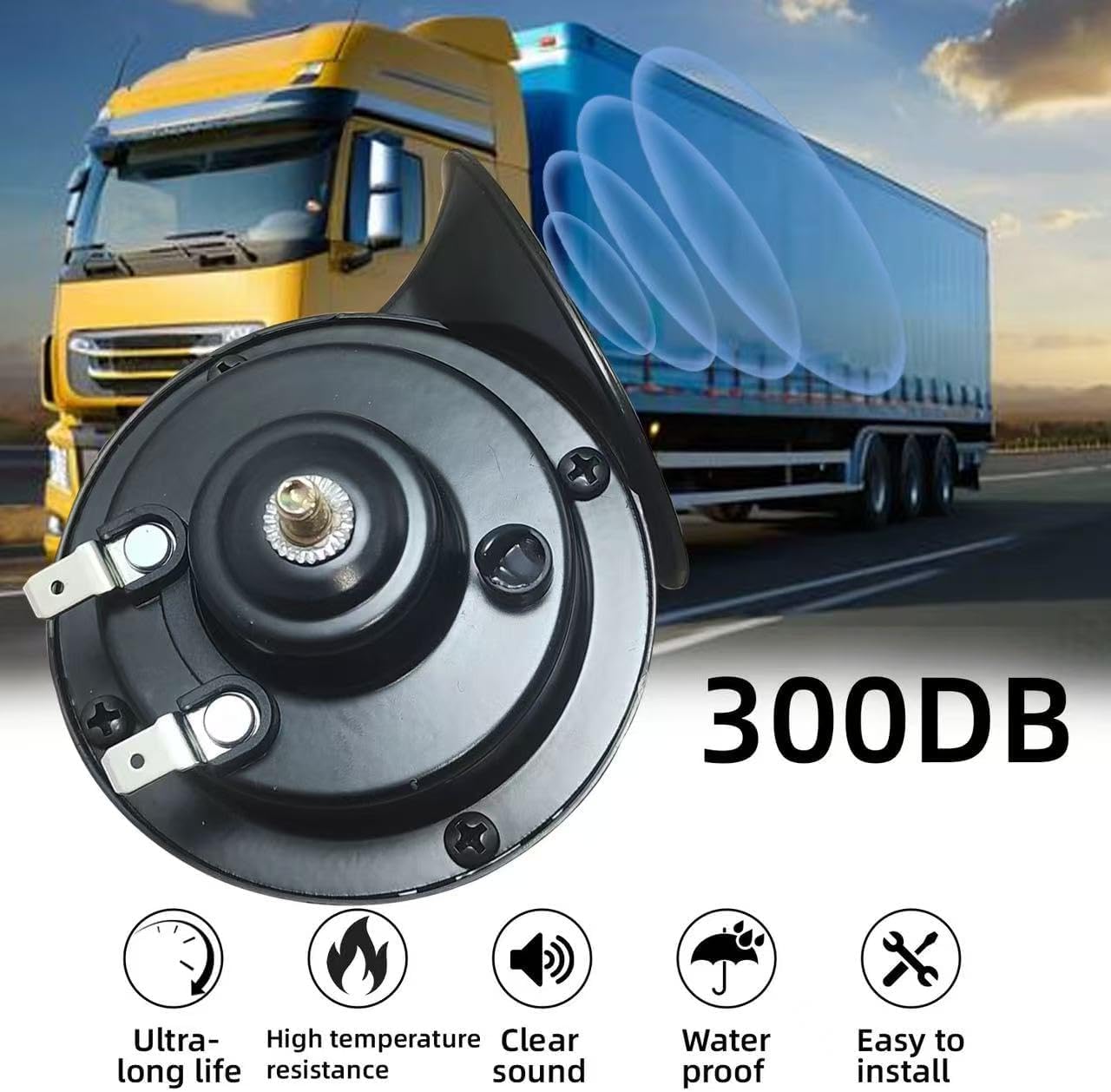 Premium Super Loud Train Horns, 300DB Car 4A Waterproof Durable Air Electric Snail Horn, 12V Raging Sound Air Horns Replacement Kit, Automotive Accessories Universal for Car, Motorcycle, Truck, Boat,