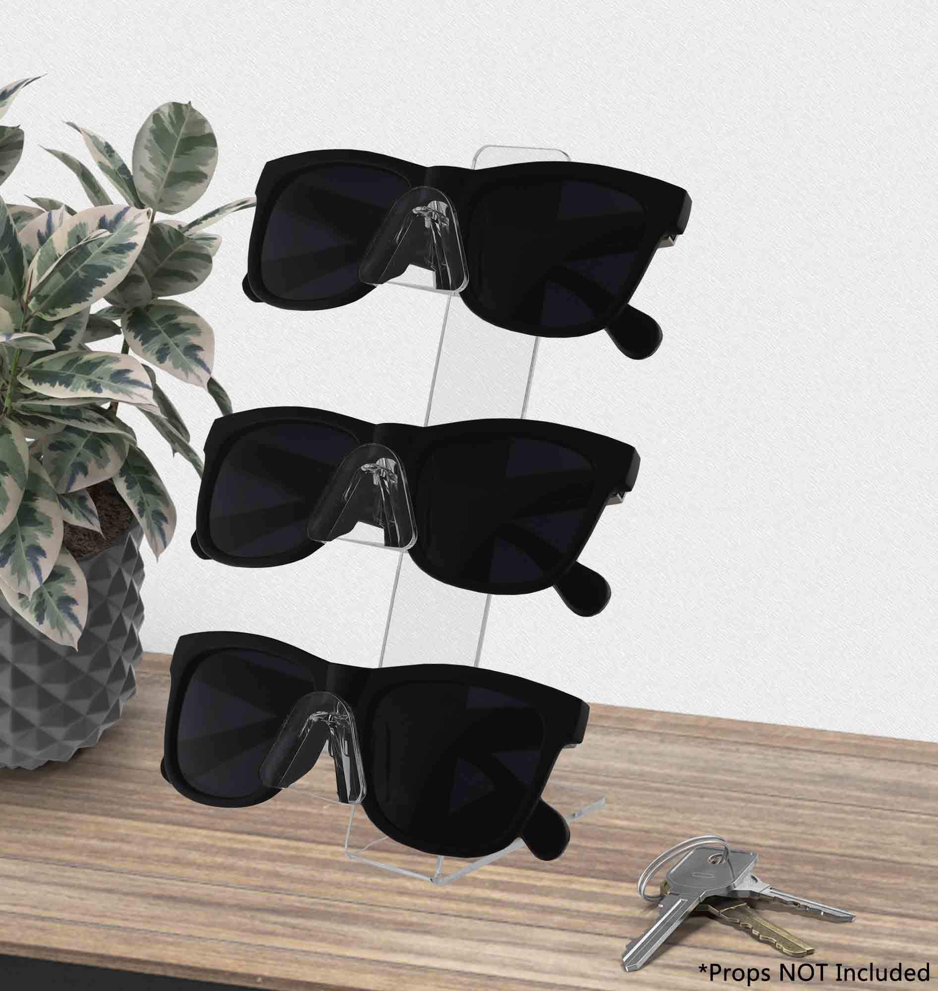 Marketing Holders 4 Pack Eyewear Stand Clear Acrylic Slant Back Display Holds 3 Pair of Reading Safety Sunglasses in Retail Stores Sporting Goods Outlets Laboratories Mining Industry Durable