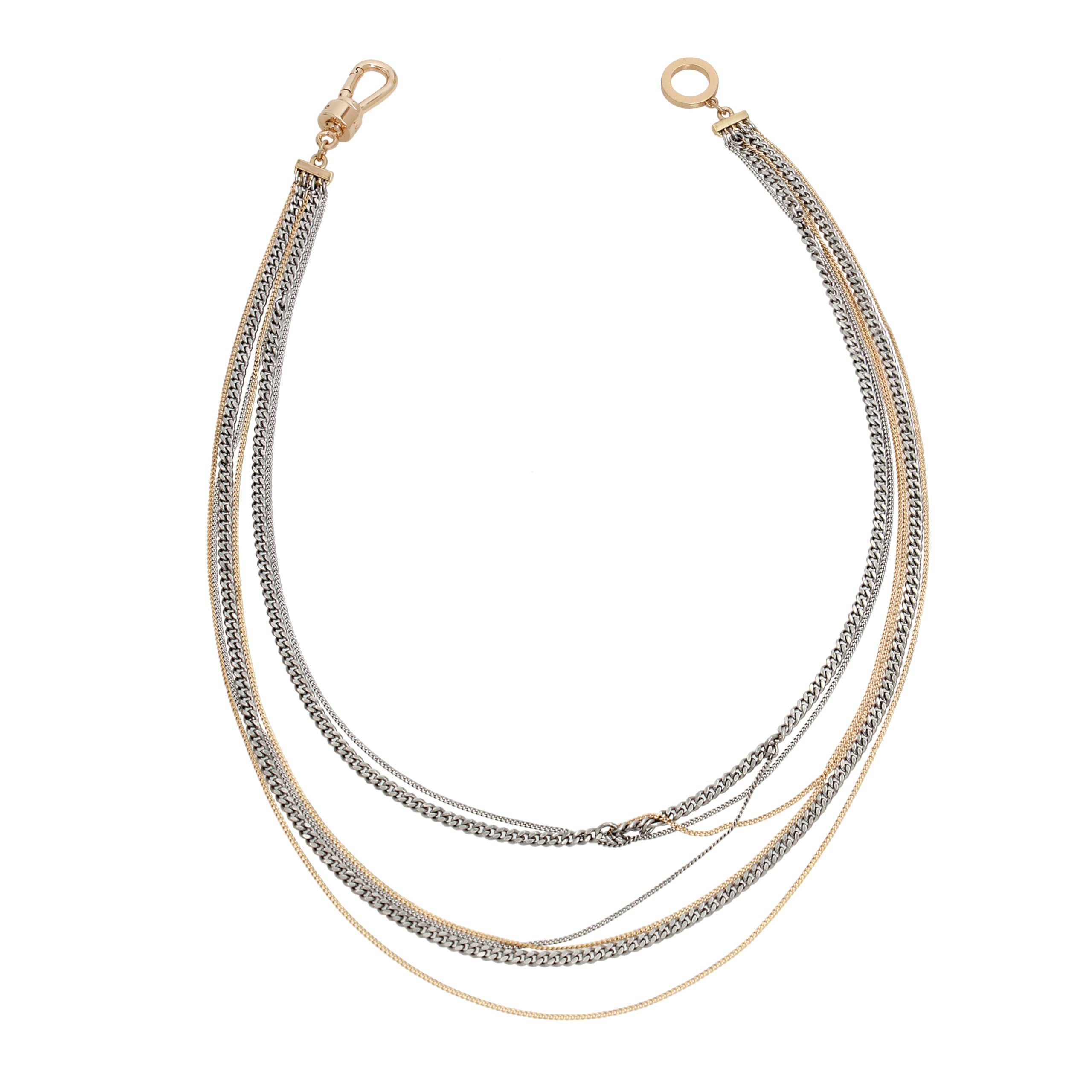 Collar de cadena mixta en capas de AllSaints. Joya de cadena en dos tonos, diseño contemporáneo con cierre de mosquetón. Fabricado en latón