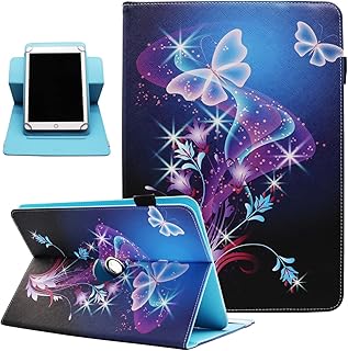 Universal 8 Inch Tablet Case, Universal 7 Inch Tablet Case, Rotating Tablet Case Cover for 7 8 Inch Android Tablet, Dluggs 360 Degree Rotating Stand Case for 7.0-8.5 Inch Tablet, Shiny Butterfly