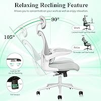 Vista 8 de SUNNOW Ergonomic Office Chair, Comfy Mesh Desk Chair, High Back Computer Gaming Chairs with Adjustable Lumbar Support, Flip-Up Arms, Headrest, Tilt