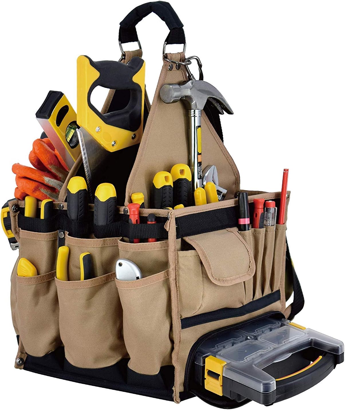 Jackson Palmer Extra Large 11” Tool Tote Carrier, 28 Pockets with Premium Parts Case (Electrical & Maintenance Tool Bag)