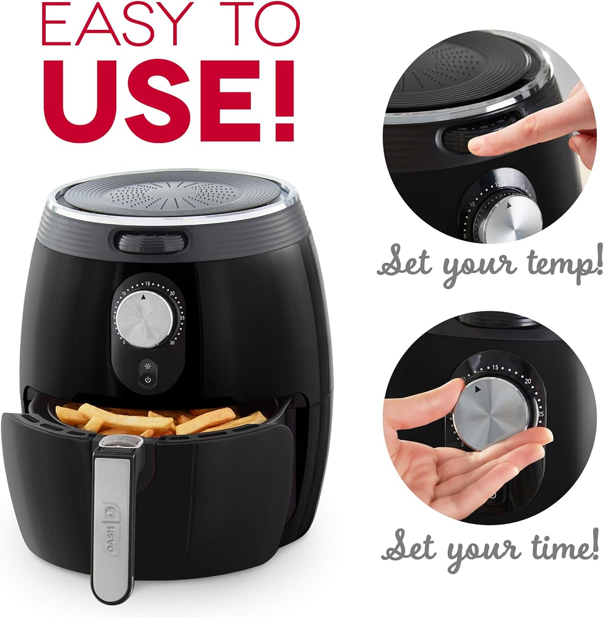 Dash Deluxe Air Fryer - Has AirCrisp® Technology - Adjustable Temperature Control & Auto Shut-Off Feature - C view 2