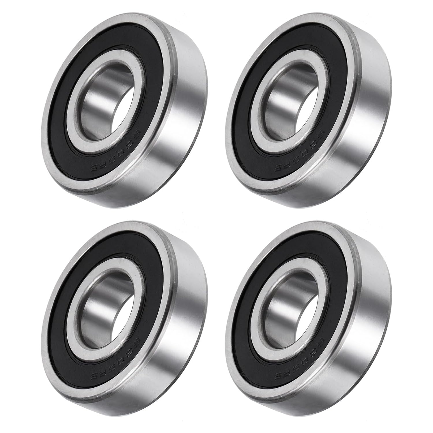 METALLIXITY Deep Groove Ball Bearings (6305-2RS, 25mm x 62mm x 17mm) 4Pcs, Carbon Steel Double Shielded Industrial Bearings - for Industrial Micro Motor