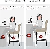 Vista 6 de Taburetes de bar de piel sintética de 26 pulgadas, modernas sillas de bar tapizadas de altura de barra, taburetes de bar con patas de madera maciza
