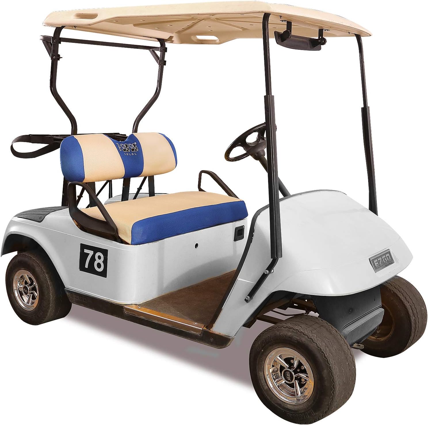 10L0L Golf Cart Seat Covers for EZGO TXT RXV & Club Car DS 2000-up, Breathable Air Mesh Fabric Washable - Beige Blue