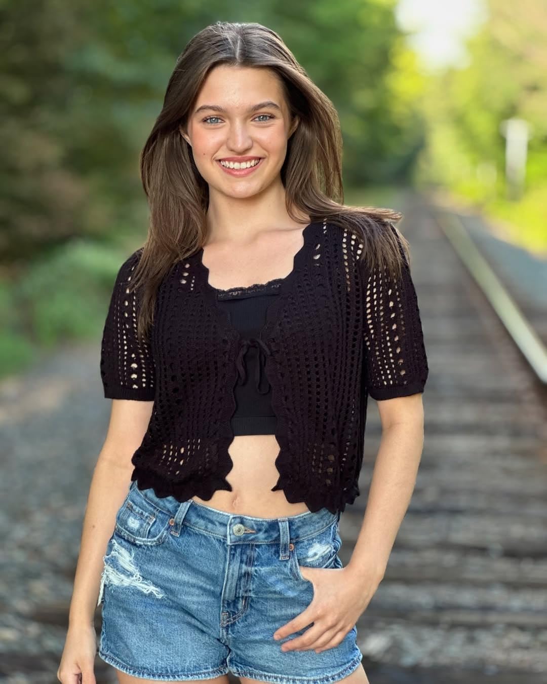 Kate Kasin Women Crochet Shrug Sweater Tie Front Knit Bolero Shrug for Dress Short Sleeve Cropped Cardigan - Image 3