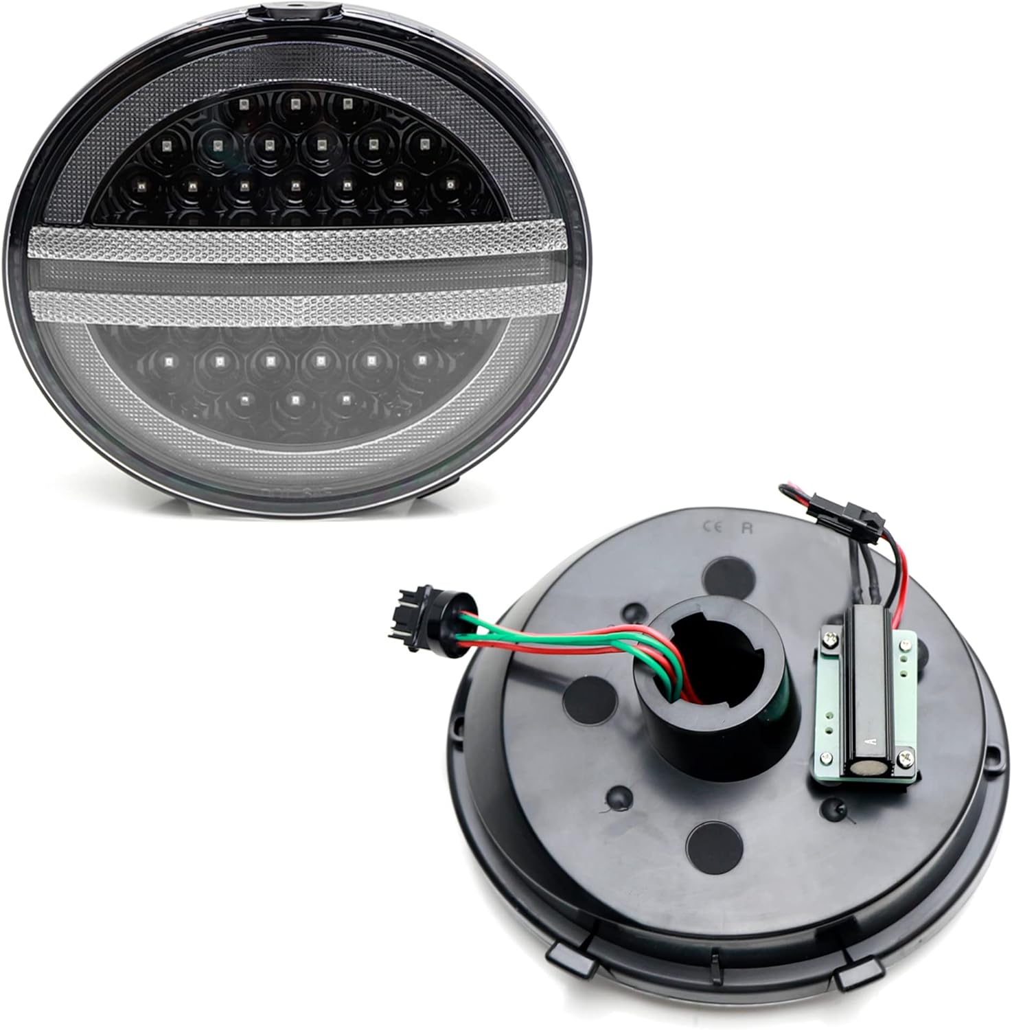 iJDMTOY 4pc Set Clear Lens w/Euro Black Interior Full LED Halo Vette Tail Lamp Assemblies w/Hyper Flash Bypass Harness, Compatible With Chevrolet 2005-2013 C6 Corvette