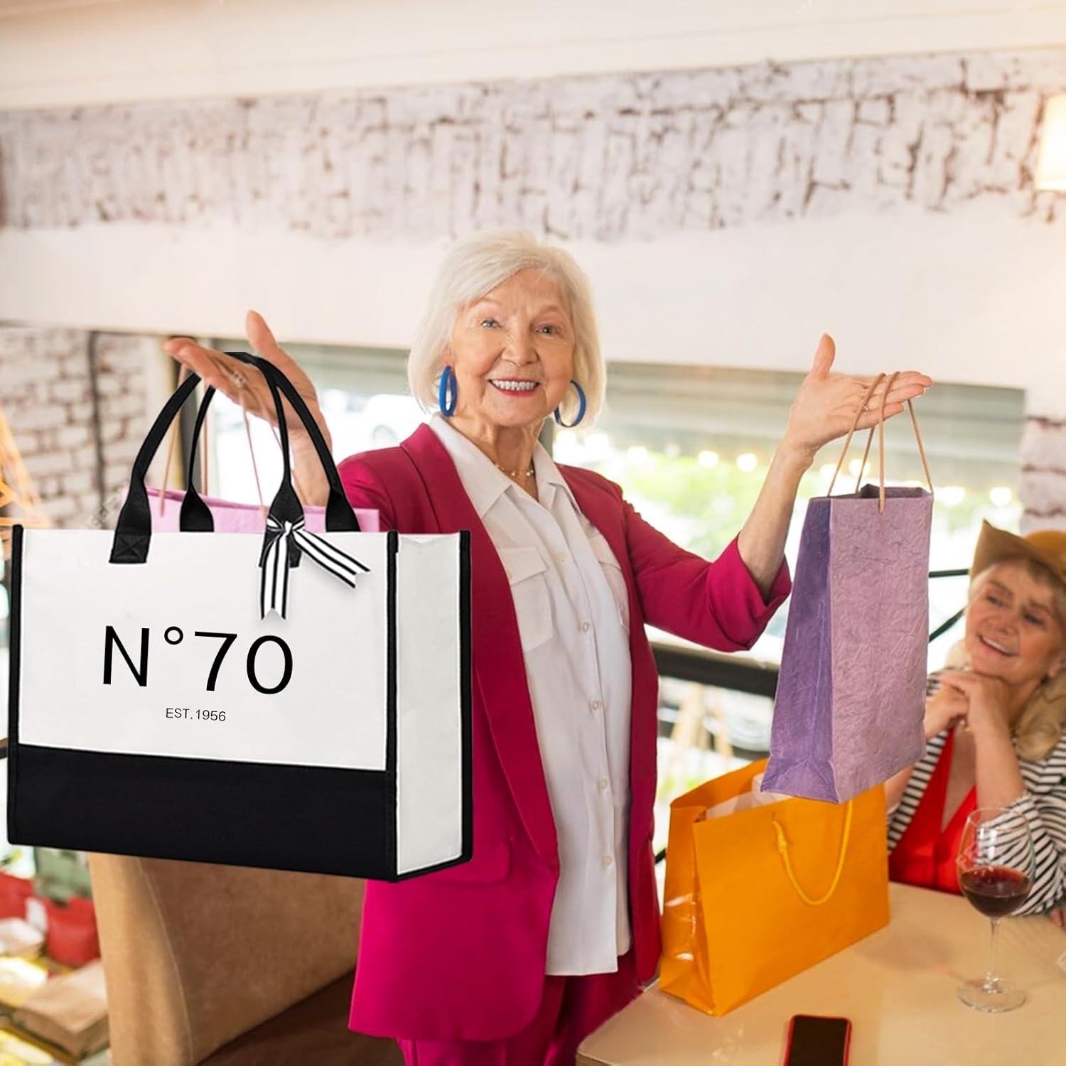 Lamyba 70th Birthday Gifts for Women, 70s Birthday Decorations for Her/Ladies/Wife/Mom/Grandma, Back in 1956 Poster, no 70 Tote Bag - Image 2