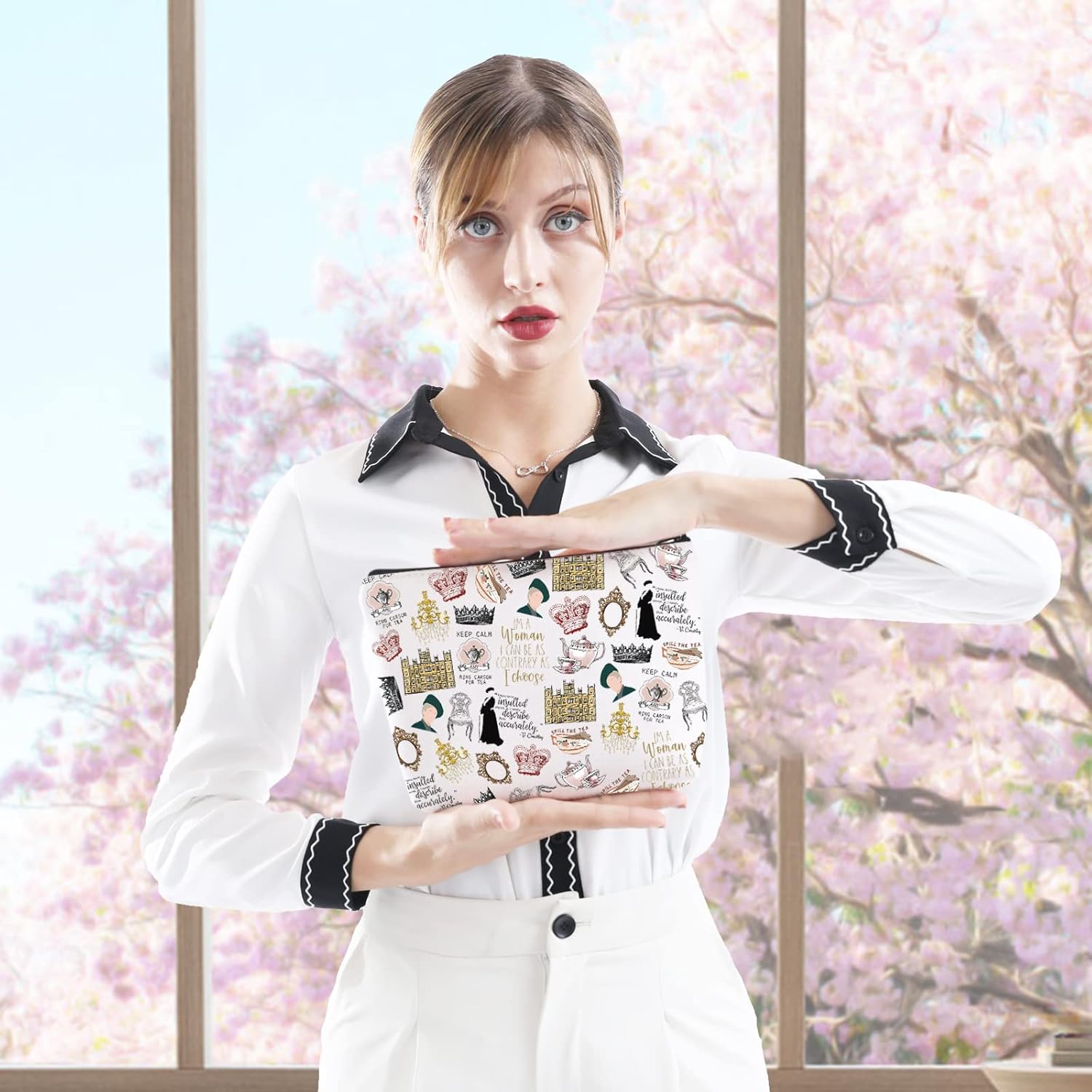 TV Show Inspired Gift V. Crawley Quote Inspired Gift TV Show Merchandise Zipper Pouch Makeup Bag for Fans Women (Down TV Pattern Bag) - Image 4