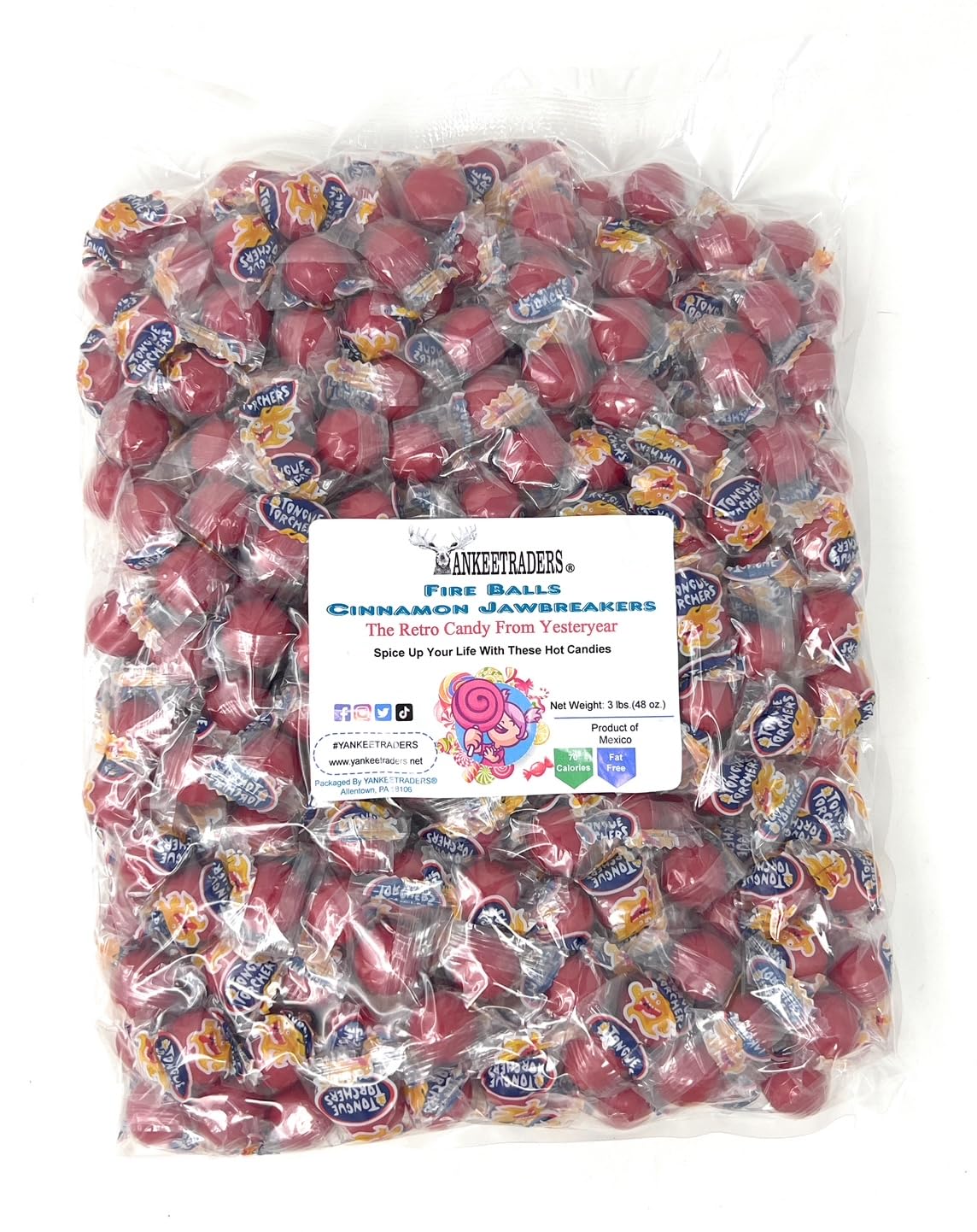 YANKEETRADERS® Fire Balls Cinnamon Jawbreakers 3 lbs. Grocery & Gourmet Food