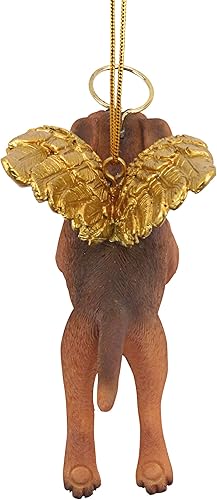 Miniatura 40 de Design Toscano Pitbull Dog Angel - Adorno navideño para árbol de Navidad, 4 pulgadas, resina de piedra fundida, acabado marrón y dorado Marrón