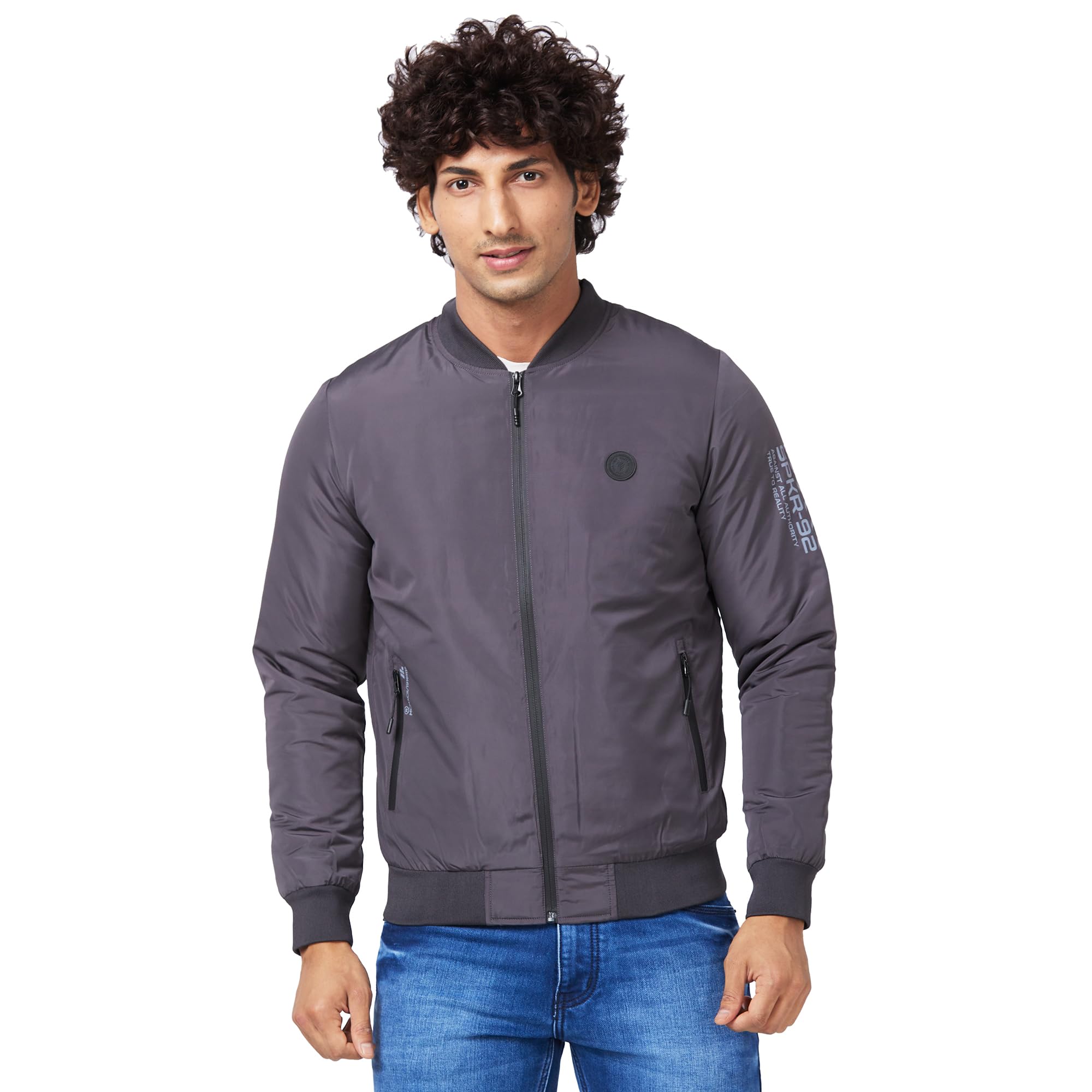 spykar Men Charcoal Grey Polyester Straight Fit Full Sleeve Plain Lapel Casual Jacket-picture-19