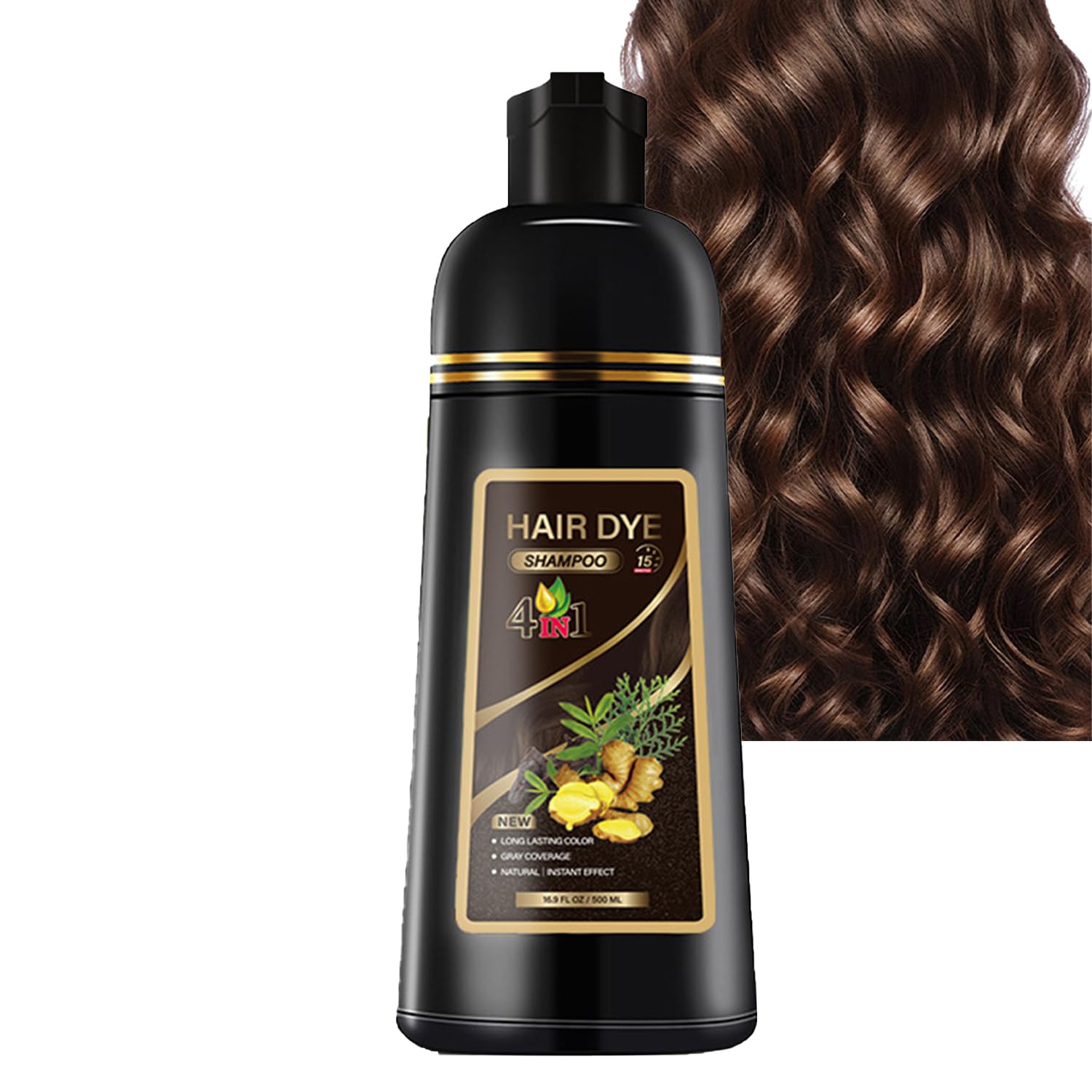 Baorder Shampoo Tinta per Capelli Castano Ramato 3 in 1, Tinti per Donne e Uomini, Copre i Capelli Bianchi, Colore Lunga Durata ed Effetto Immediato, 400 ml