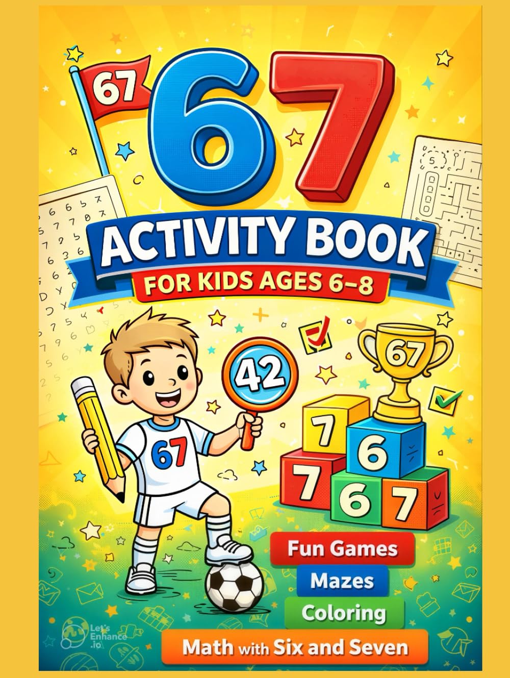 67 Activity Book for Kids Ages 6–8: Fun Games, Mazes, Coloring & Math with Six and Seven