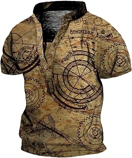 Mens T Shirt, Birthday Holiday Shirt Mens Short Sleeve Nice Tunic Cool V-NEC Shirt Print Zip Polyester Fit Tops Men Khaki