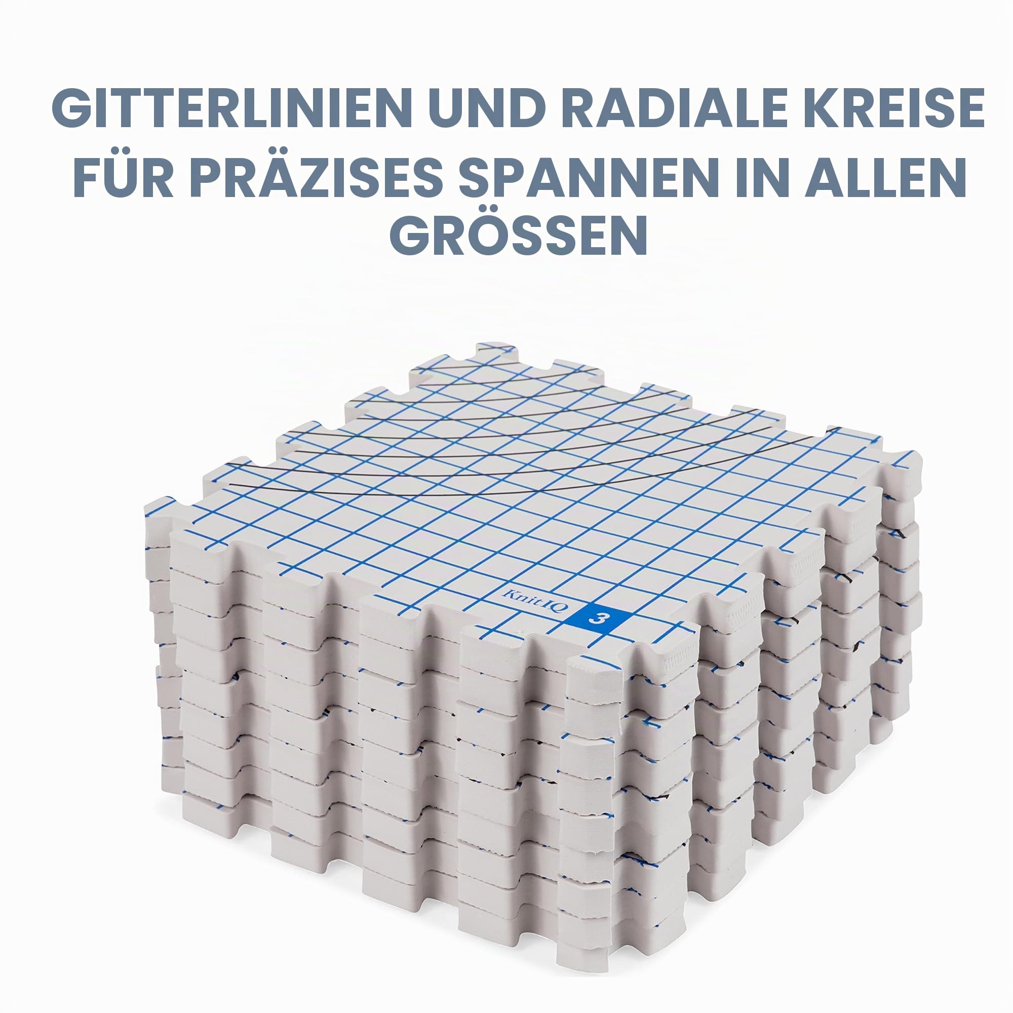 Blockiermatten zum Stricken Premium Häkelset - Extra dicke Blockierbretter mit kreisförmigen Rasterlinien, 150 rostfreie T-Pins in Artisan Dose, Qualität Aufbewahrungstasche - 9 Stück - Artisan