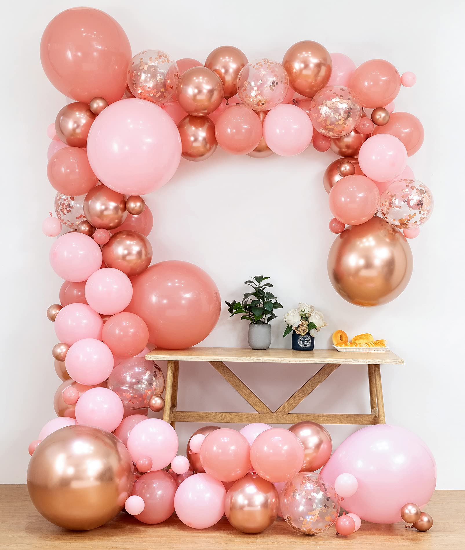 Buy Pink Rose Gold Metallic Balloons Garland Kit&4 Sizes 18''12''10''5'' Balloons,Retro Pink